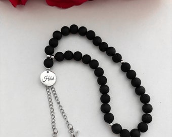 Prayer Beads Tesbih Black Matt with Name, Gift, Prayer Beads, Islam, Ramadan, Personalized