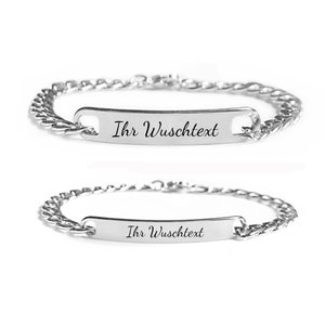 Partnerarmband für Paare in Silber personalisiert - Gravur nach Wunsch - Geschenkverpackung gratis - Valentinstag Geschenk Partner Armband