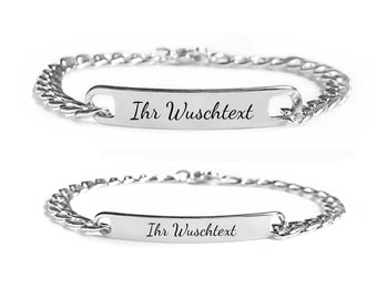 Partner bracelet for couples - in silver - personalized - engraving as desired - free gift packaging