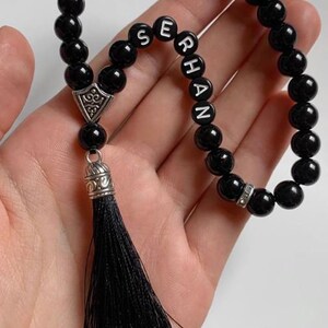 Prayer beads Tesbih Black with name, with gift packaging FREE, gift, prayer beads, Islam, Ramadan, personalized