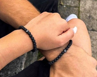 Partnerarmband voor koppels naar wens gepersonaliseerd, gratis geschenkverpakking