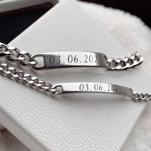 Partnerarmband für Paare in Silber personalisiert Gravur nach Wunsch Geschenkverpackung gratis Bild 7
