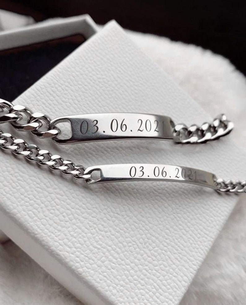 Partnerarmband für Paare in Silber personalisiert Gravur nach Wunsch Geschenkverpackung gratis Bild 7