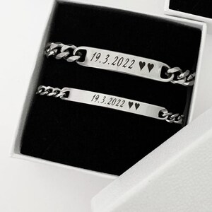 Partnerarmband für Paare in Silber personalisiert Gravur nach Wunsch Geschenkverpackung gratis Bild 8