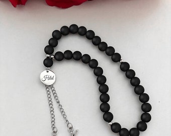 Prayer Beads Tesbih 33er Black Matt with Name, Gift, Prayer Beads, Islam, Ramadan, Personalized