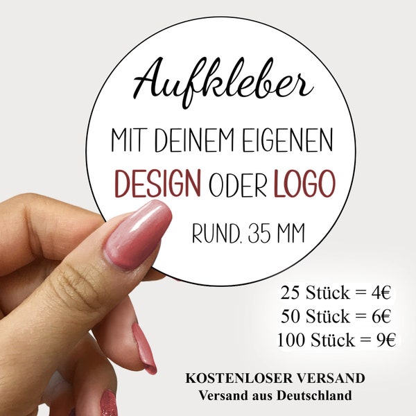 Personalisierte Logo Aufkleber Sticker 35mm Benutzerdefinierte Rund Hochglanz Wasserfeste Hochwertige Business Hochzeit Etiketten