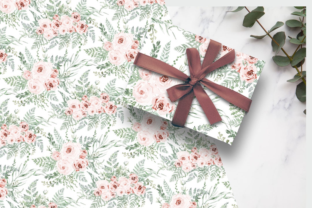 Vintage Pink Rose Gift Wrapping Paper Etsy