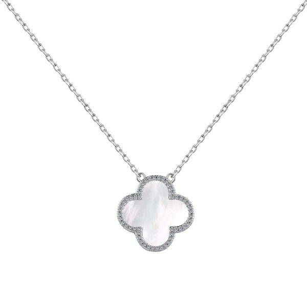 Mother of Pearl Clover Necklace Sterling Silver 925 - perfect gift -gift for her -birthday gift - clover women's necklace-silver necklace-