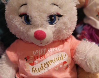 Auswahl von 8 verschiedenen "Will you be my ..." Brautjungfer oder Blumenmädchen Build a Bears Preis gilt für eine Person