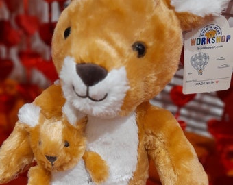 Känguru Entzückender Bär mit niedlichen kleinen joey neuwertig mit tag.Super Soft & seidig