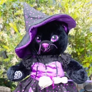 Black Cat & kitten   Build A Bear Purple Halloween Witch and trainee Witch Bundle