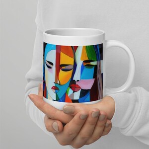 Women Diversity Mug, Abstract Art Print, Colorful Women Faces, Original Painting, Inclusion Gift, Vibrant Art Coffee Mug