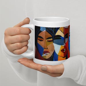Women Diversity Mug, Abstract Art Print, Colorful Women Faces, Original Painting, Inclusion Gift, Vibrant Art Coffee Mug