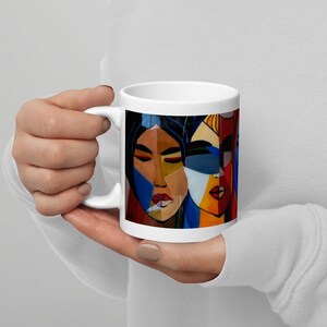 Women Diversity Mug, Abstract Art Print, Colorful Women Faces, Original Painting, Inclusion Gift, Vibrant Art Coffee Mug