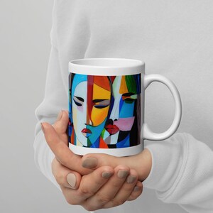 Women Diversity Mug, Abstract Art Print, Colorful Women Faces, Original Painting, Inclusion Gift, Vibrant Art Coffee Mug