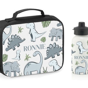 Personalised Dinosaur lunch box - school lunch box - water bottle - nursery set school set water bottle - cooler box - dinosaur snack box