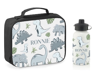 Personalised Dinosaur lunch box - school lunch box - water bottle - nursery set school set water bottle - cooler box - dinosaur snack box