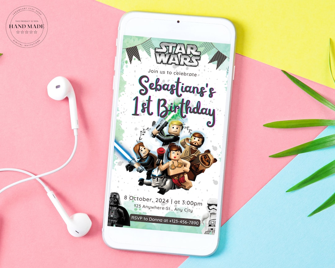 Mobile Star Wars Evite Invitation Starwars Evites Digital Etsy