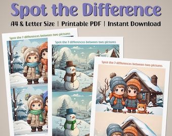 Winter Finde den Unterschied Aktivität: Kleinkind & Vorschulspiel (Digitaler Download)