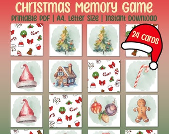 Printable Christmas Memory Game: Kids Matching Activity (PDF)