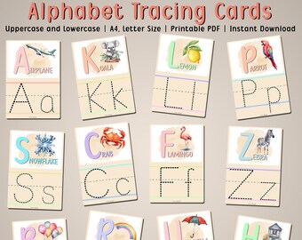 Alphabet Tracing Cards: ABC Learning, Penmanship Practice (Digital Download)