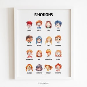 Watercolor Emotions Poster: Montessori Classroom Decor (Digital Download)