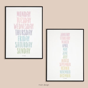 Watercolor Days and Months Poster Set: Montessori Classroom Decor (Digital Download)