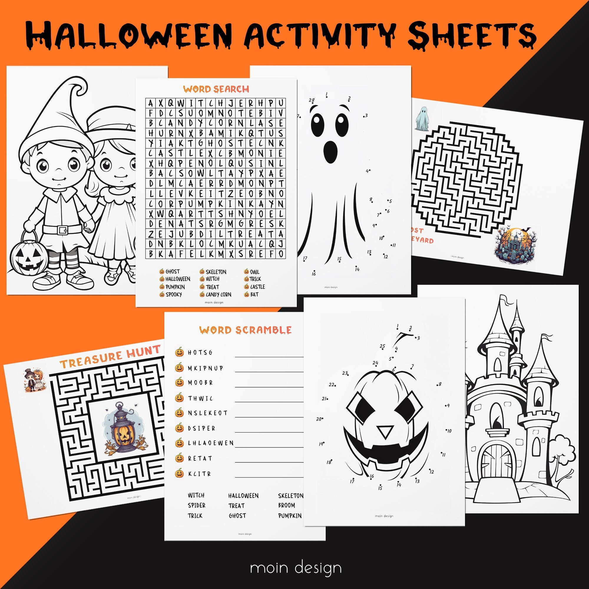 Printable Kids Halloween Activities, Halloween Party Games, Family