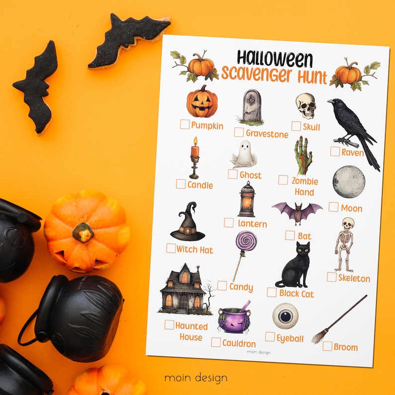 Printable Halloween Scavenger Hunt for Kids: Trick or Treat Game (PDF ...