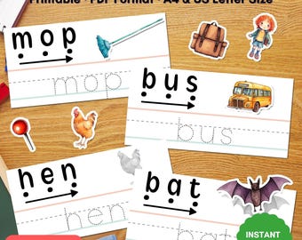 CVC Words Phonics Worksheets: Kindergarten Reading Practice (PDF Downloadable Printables A4/US Letter Format)