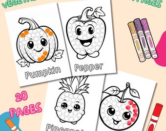 Vegetables & Fruits Dot Marker Pages: Fine Motor Skills Activity (Digital Download)