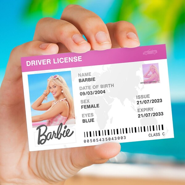 Barbie Movie Driving License Prop - Fun Fake ID Card for Costume & Fancy Dress - Cosplay - Film - Printable Pretend Play Instant Download