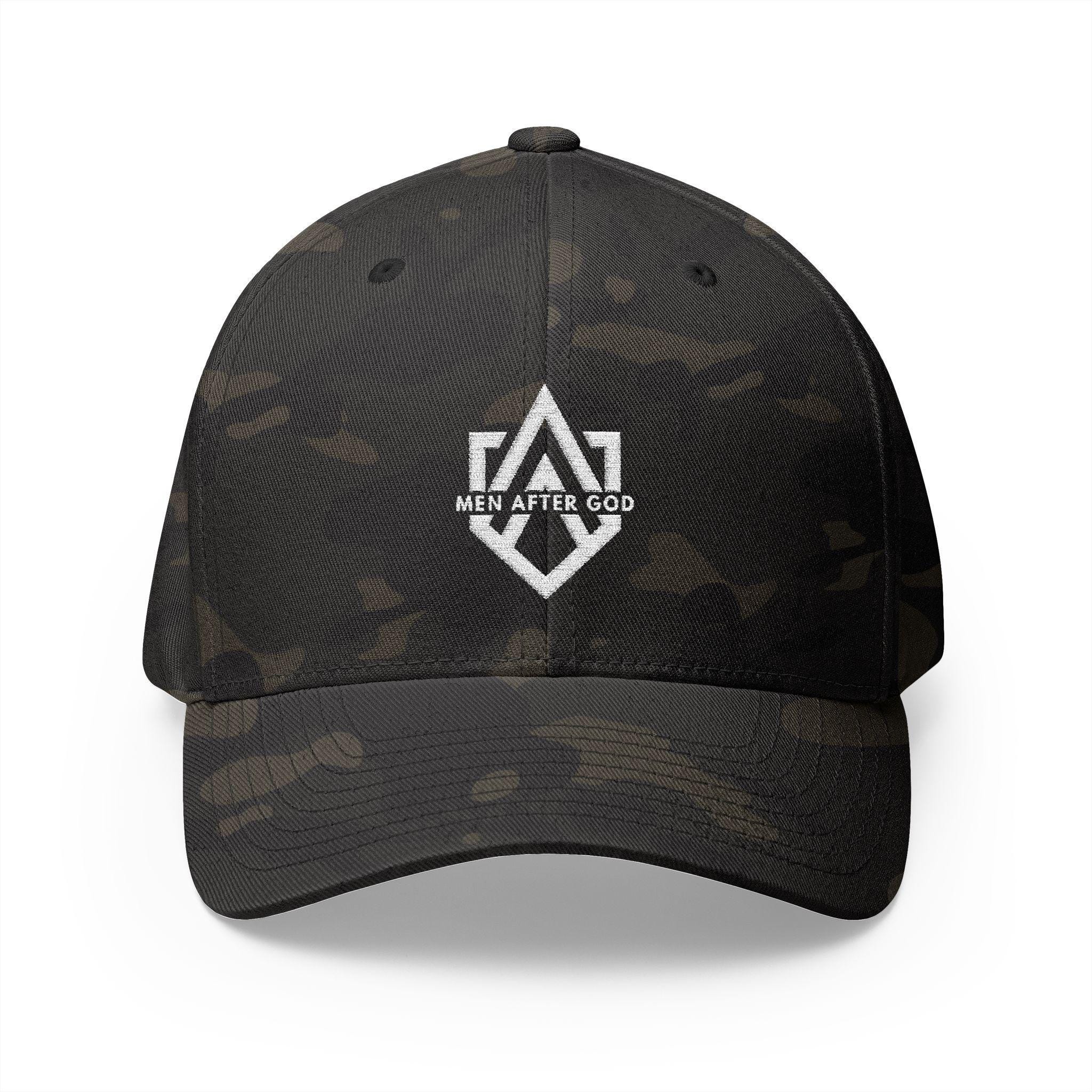 Men After God Logo Cap Closed-back Structured Cap, Embroidered