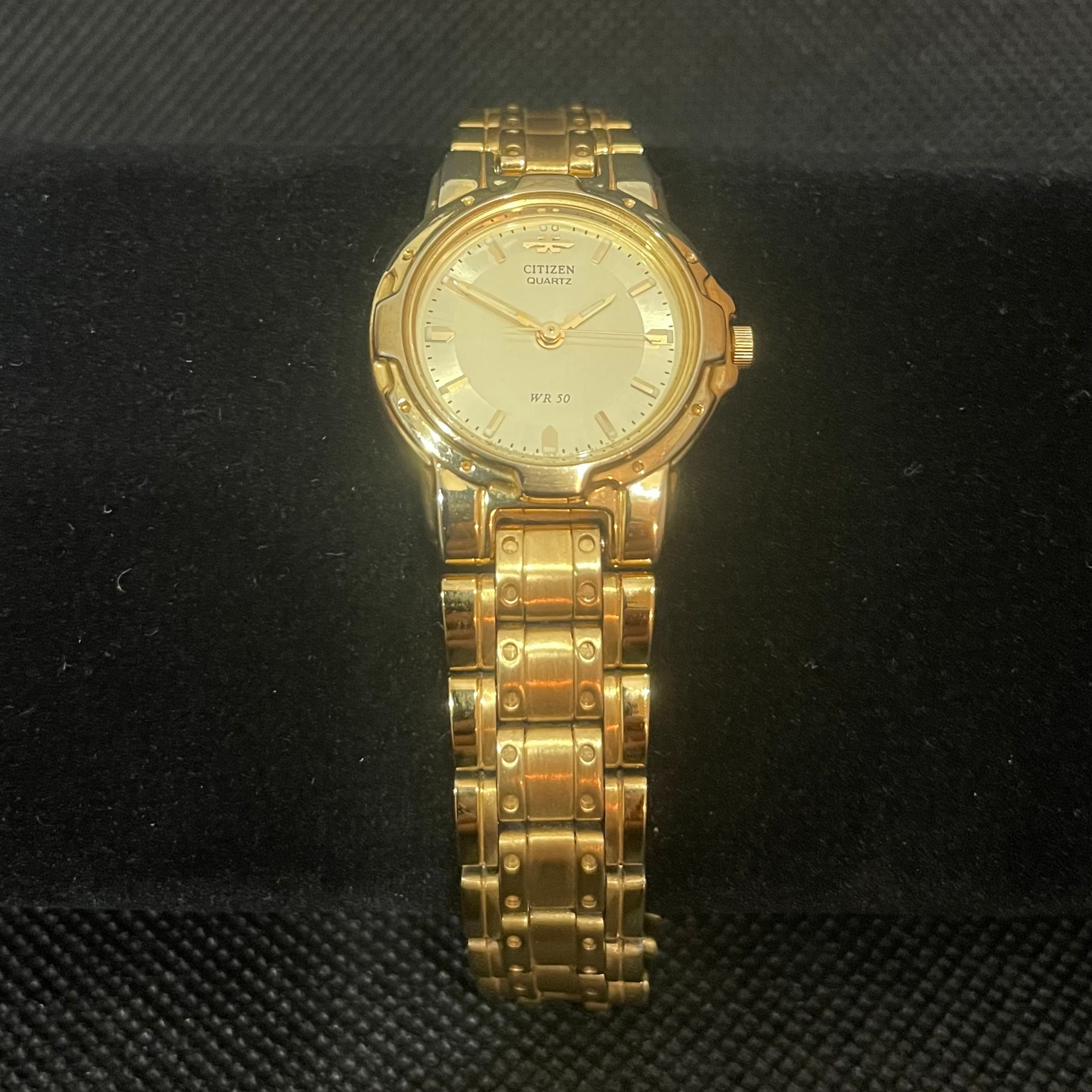 Gold watch quartz hot sale