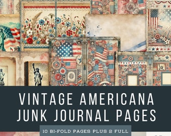Druckbare Vintage Americana Junk Journal Seiten | Vaterländischen Journal Printable | Americana Aesthetic | Vintage Journal Papiere | Vaterländische Seite