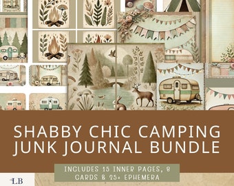 Camping Junk Journal Bundle | Shabby Chic Camper | Retro Camping Ephemera | Camper Junk Journal | Nature-Themed Printable |