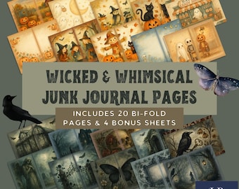 Halloween Junk Journal - Wicked & Whimsical Bundle | Spooky and Sweet Pages | Halloween Scrapbook | Gothic Junk Journal | Wicked Halloween