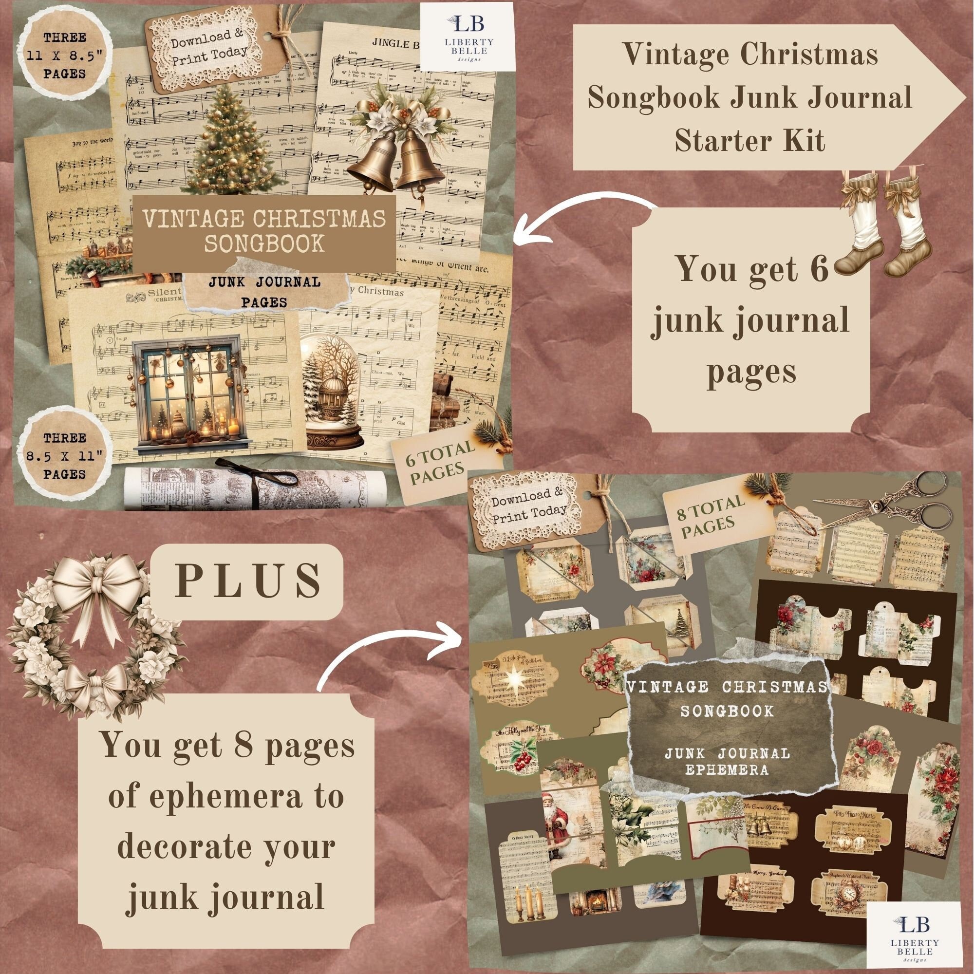 Printable Christmas Junk Journal Kit | Songbook | Junk Journal ...