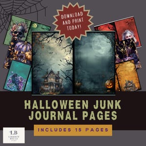 Printable Halloween Junk Journal Page | Gothic Scrapbooking | Spooky Journal Printable | Scrapbook Halloween | Gothic Journal | Junk Journal