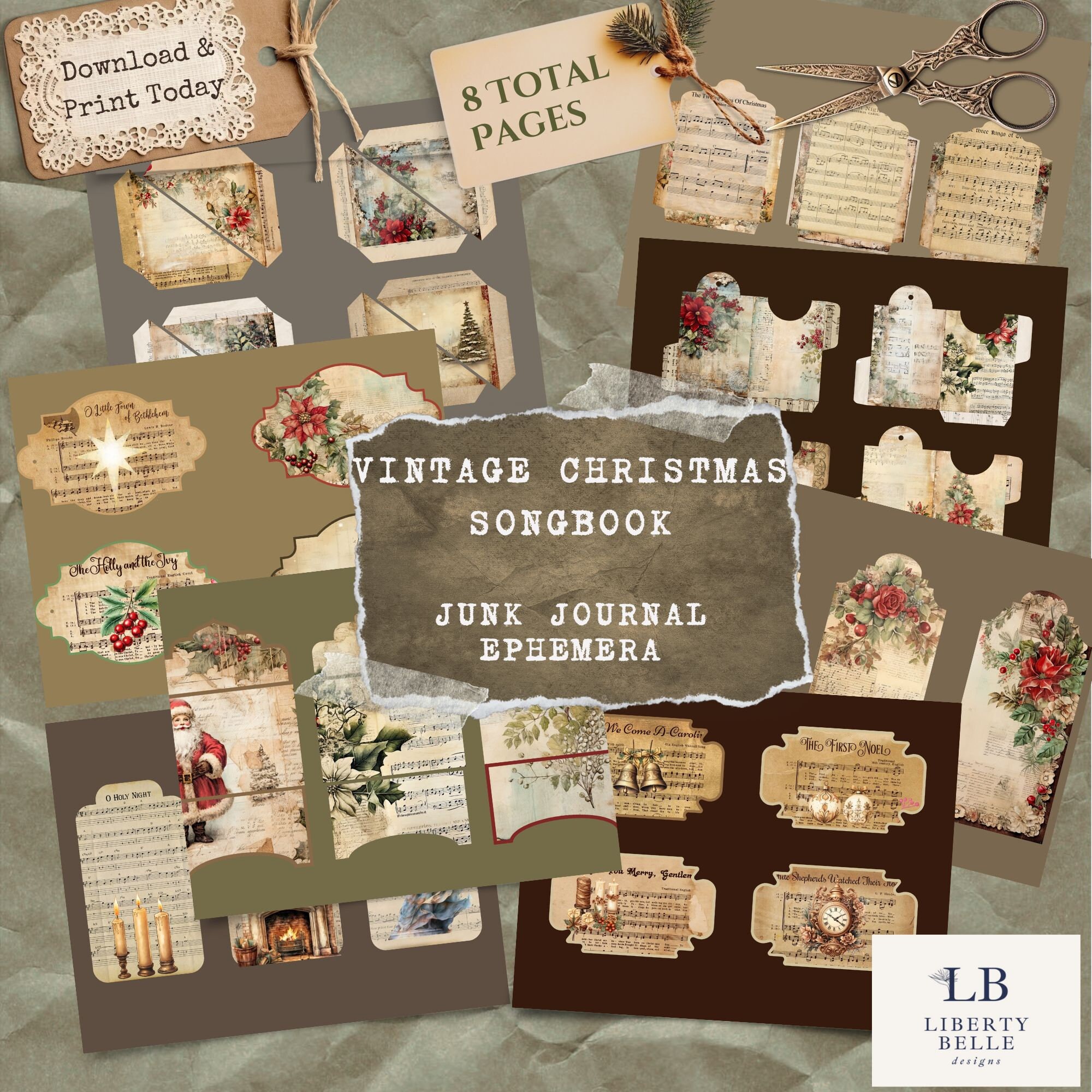Printable Christmas Junk Journal Kit | Songbook | Junk Journal ...