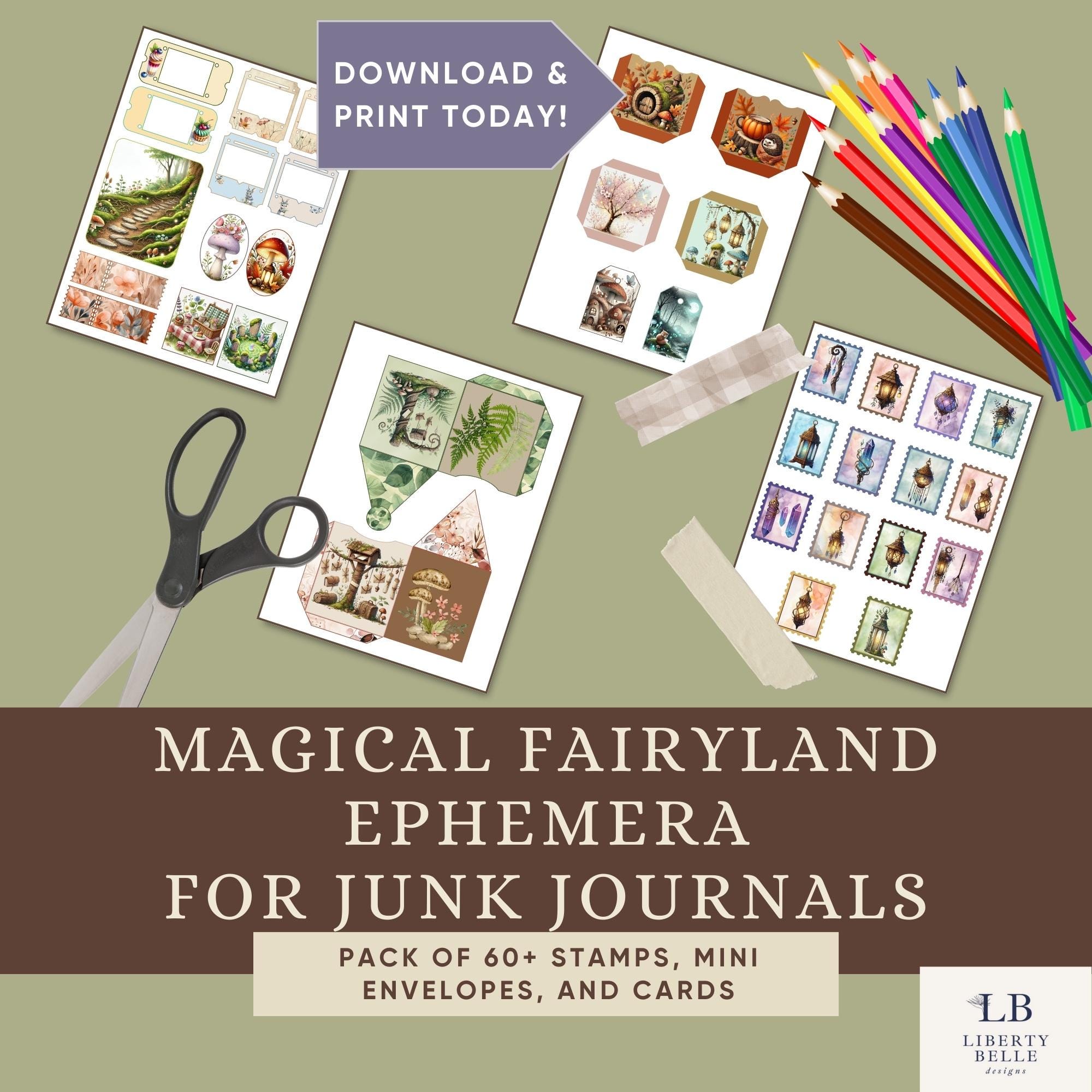Printable Magical Fairyland Junk Journal Ephemera | Mystical Scrapbook ...