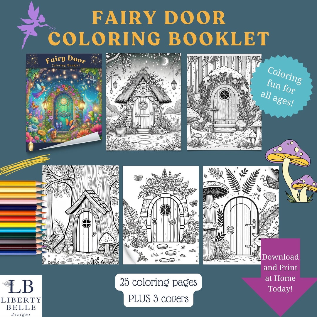 Printable Fairy Door Coloring Booklet | Magical Coloring for All Ages ...