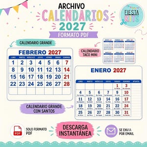 Calendario 2027 in PDF | Calendario 2027 stampabile | Mini calendario 2027 | Calendario 2027 con i santi | Calendario 2027 per appunti