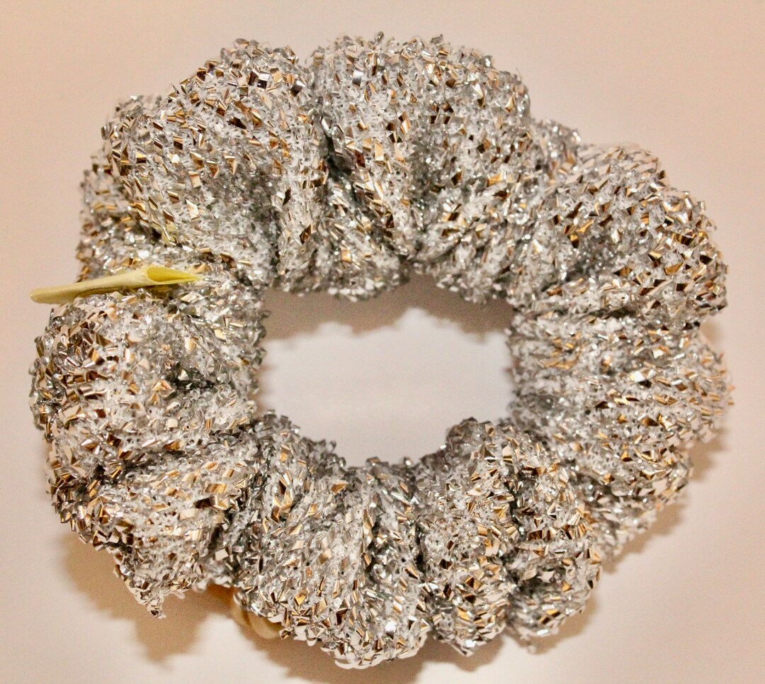 Silver Handmade Christmas Tinsel Regular Scrunchie Etsy