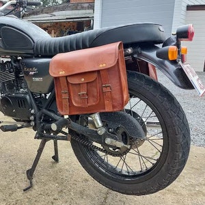 Juego de alforjas de cuero marrón para motocicleta: Bolsas laterales tipo barril para moto