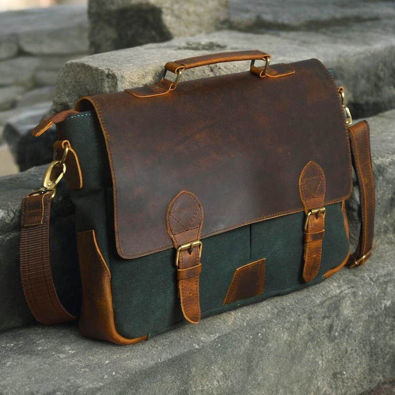 Personalized Handmade Leather Messenger Bag for Laptop Briefcase leather Satchel Distressed Bag Valentine Gift men women leather bag zdjęcie 2