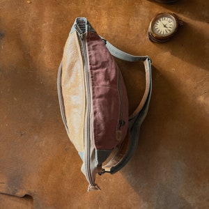Handmade Canvas Crossbody Bag: Upcycled Vintage-Inspired Sling image 6