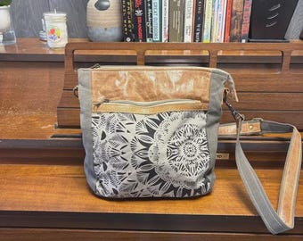 Handmade Canvas Crossbody Bag: Upcycled Vintage-Inspired Sling