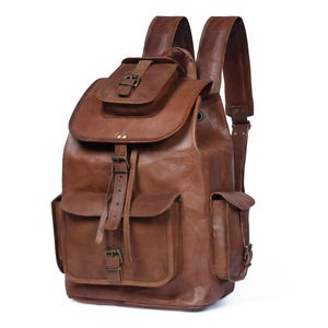 Sac à dos personnalisé en cuir véritable pour homme, sac messager fait main pour ordinateur portable pour femme, sac à dos de voyage et de randonnée universitaire pour homme et femme