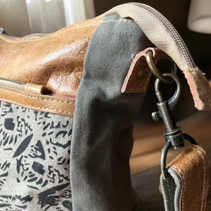 Handmade Canvas Crossbody Bag: Upcycled Vintage-Inspired Sling image 9